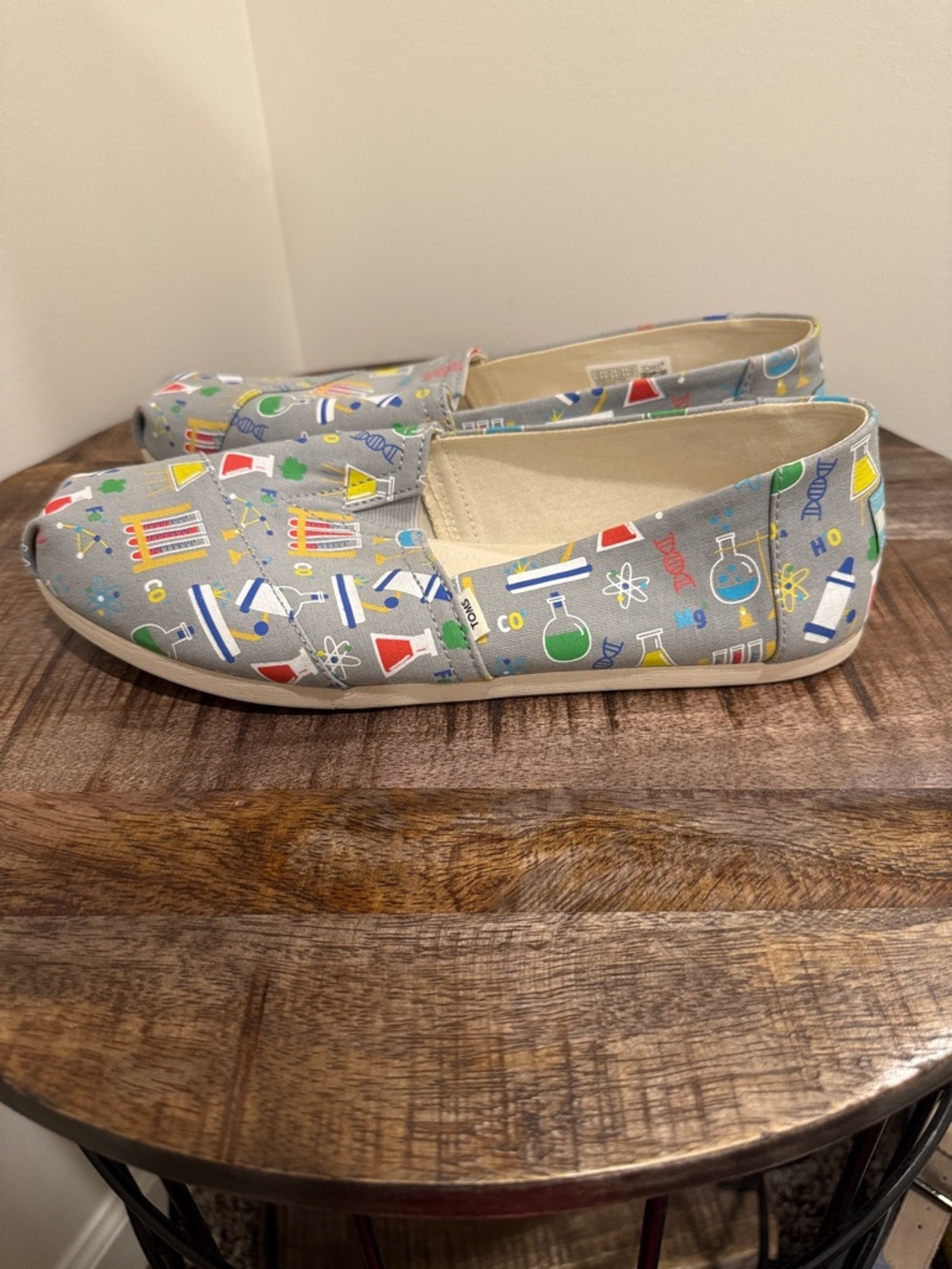 Toms Gray Canvas Slip-On Flats with Colorful Science Print - Picture 2 of 6